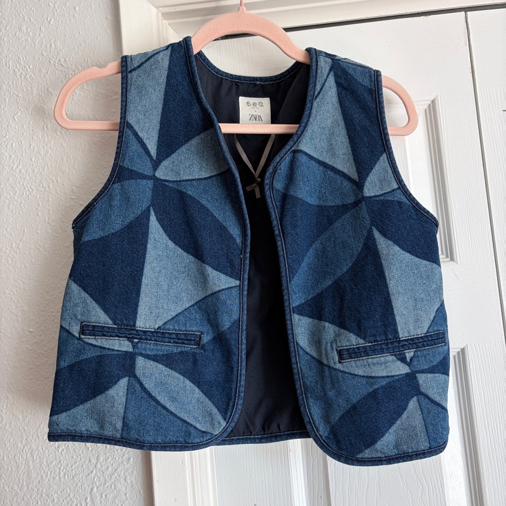 Sea New York x ZARA 11-12Y denim Jean quilted vest jacket - Picture 2 of 6